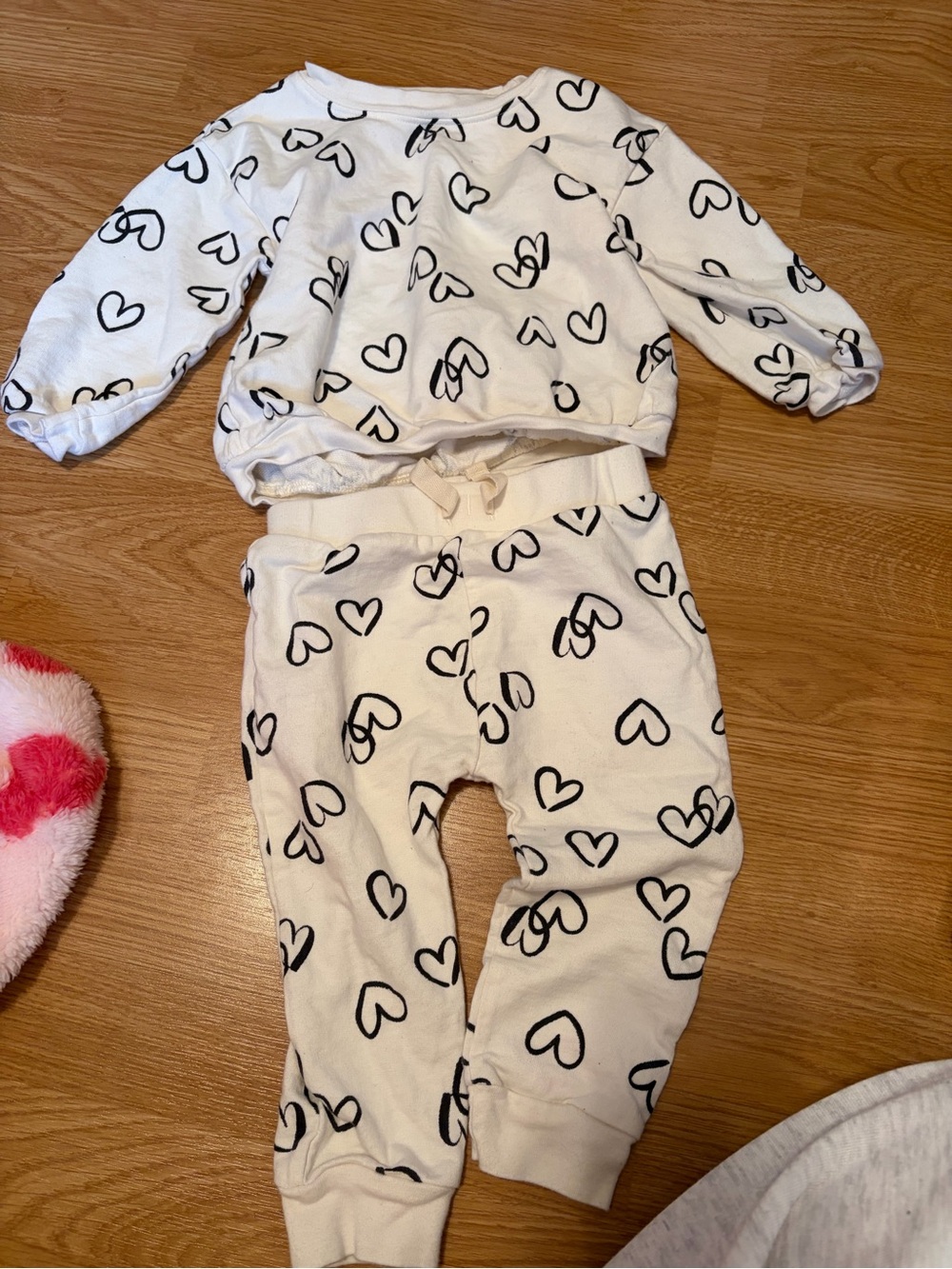 Carter's White Pajama Set with Black Heart Print
